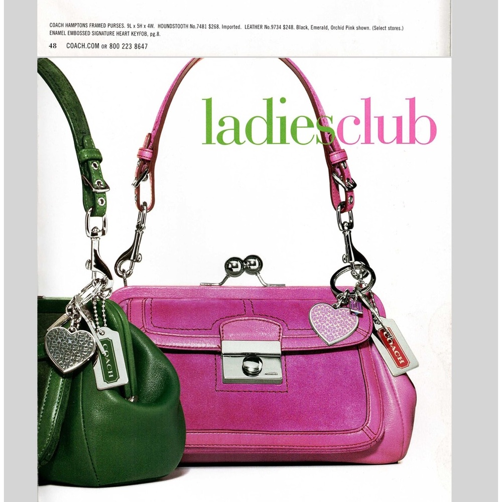 Coach Hamptons Framed “Ladies” Club 9734 Kiss Lock Orchid Pink Leather Purses